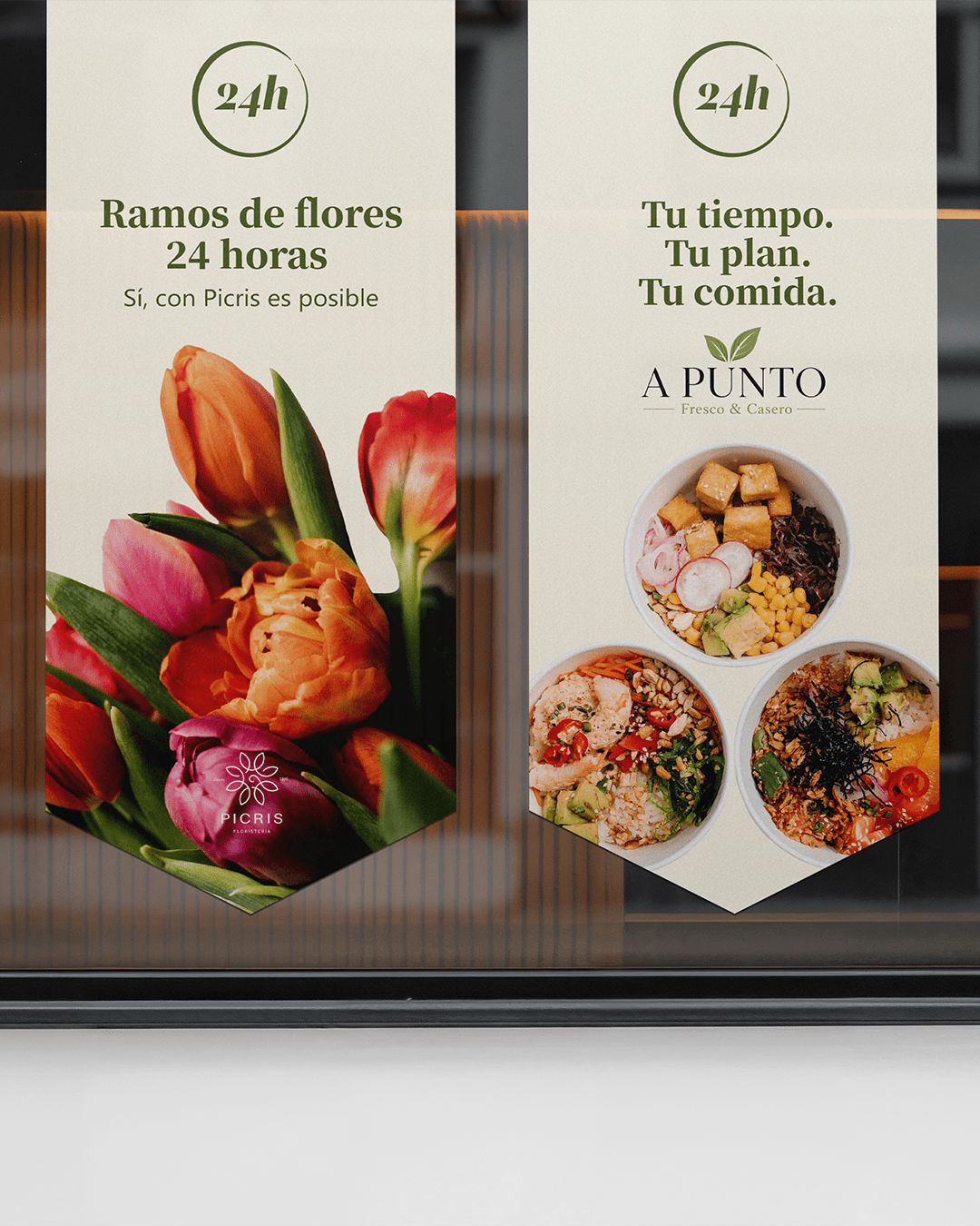 Deseño de rótulo e vinilos para Floristería Picris en Sanxenxo